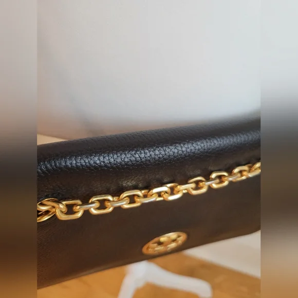 Black Leather Chain Shoulder Bag - Picture 6 of 9